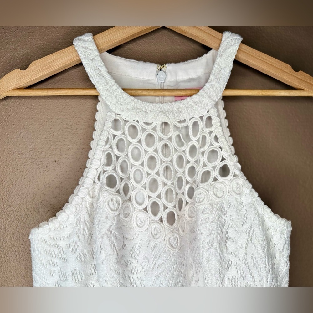 Lilly Pulitzer Kinley Dress in White, Lace Fit & Flare with Pockets Size 4 - Picture 7 of 15